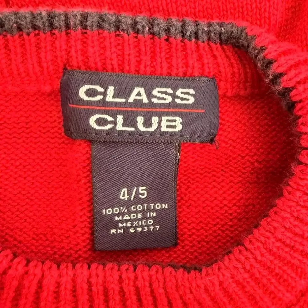 Class Club brand, Red vintage 90s cotton sweater.